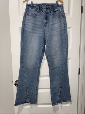 American Eagle Outfitters Women's Blue High-Rise Split-Hem Jeans